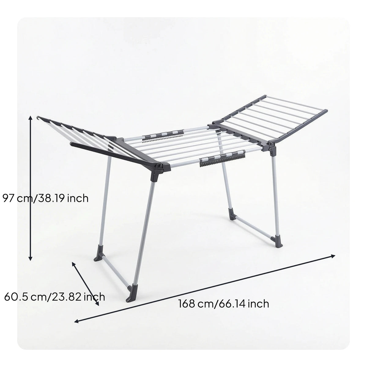 Dark gray drying rack dimensions: 168 x 60.5 x 97 cm