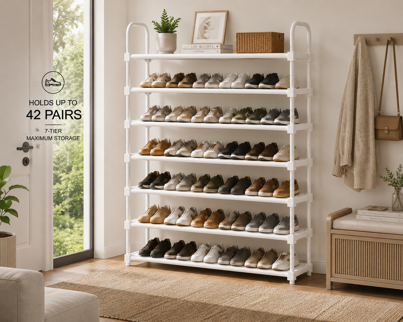7-Tier Modular Shoe Rack Organizer | Space-Saving Storage Shelf for Entryway, Closet & Bedroom