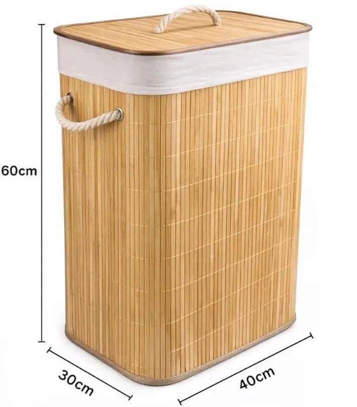 Bamboo laundry hamper dimensions 40 x 30 x 60 cm