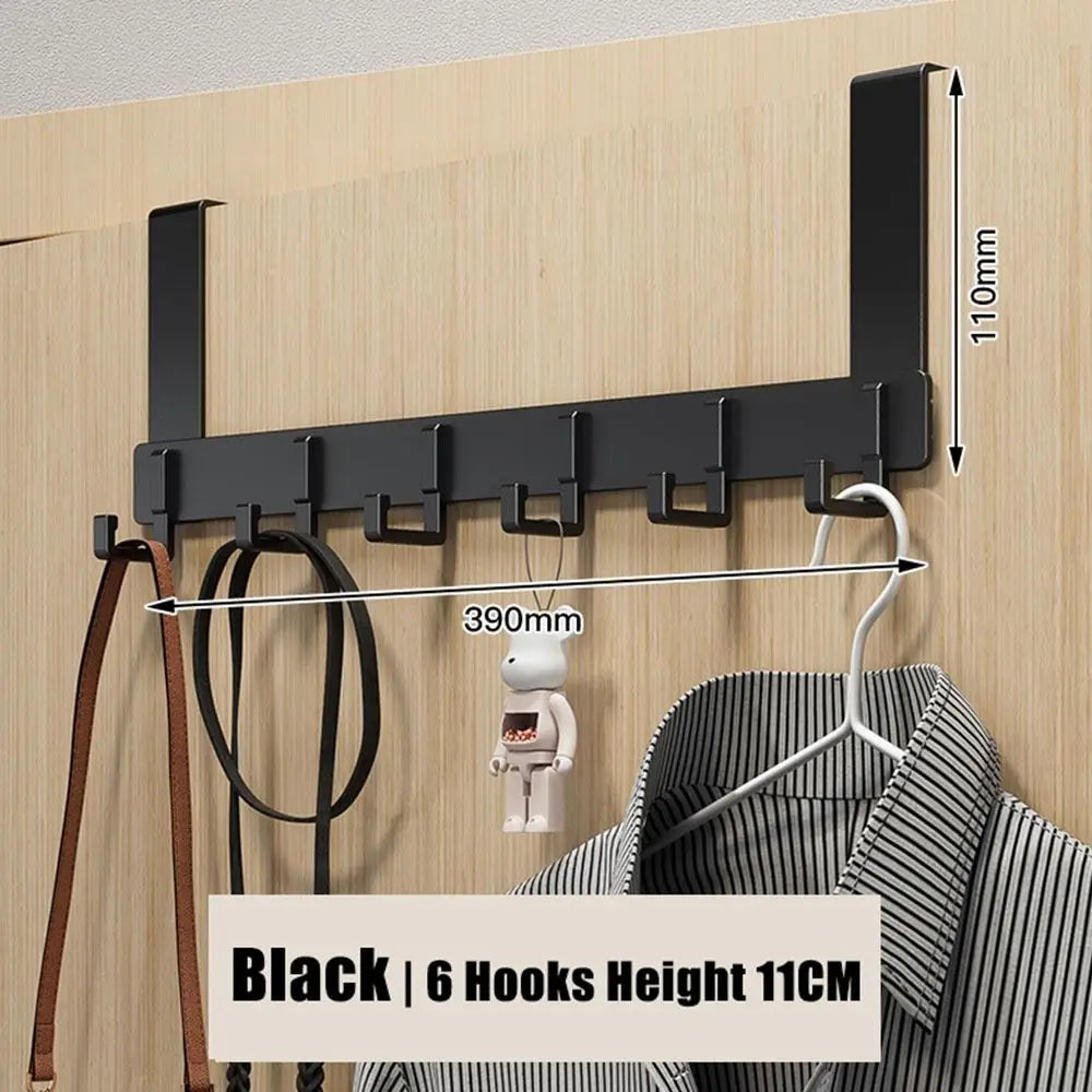 6-Hook Over-the-Door Hanger Rack | 11cm Clothes, Towel & Hat Organizer