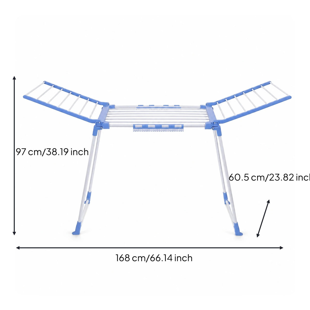 Blue drying rack dimensions: 168 x 60.5 x 97 cm