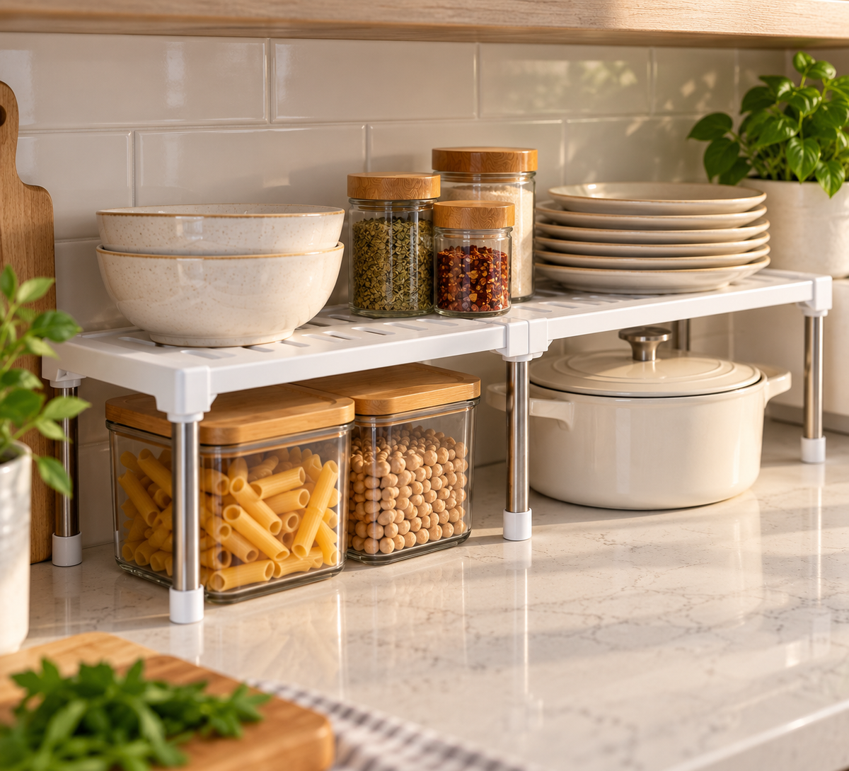 Expandable Countertop & Cabinet Storage Shelf