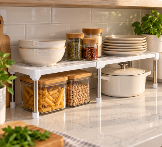 Expandable Countertop & Cabinet Storage Shelf