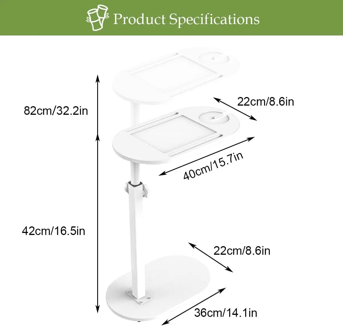 Height-Adjustable Bathtub Side Table