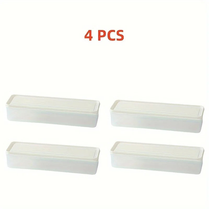 4 Pcs Long Rectangular Food Storage Containers