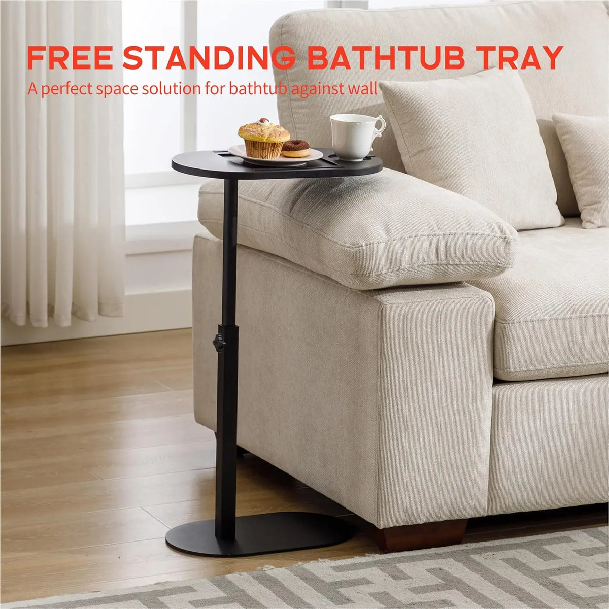 Height-Adjustable Bathtub Side Table