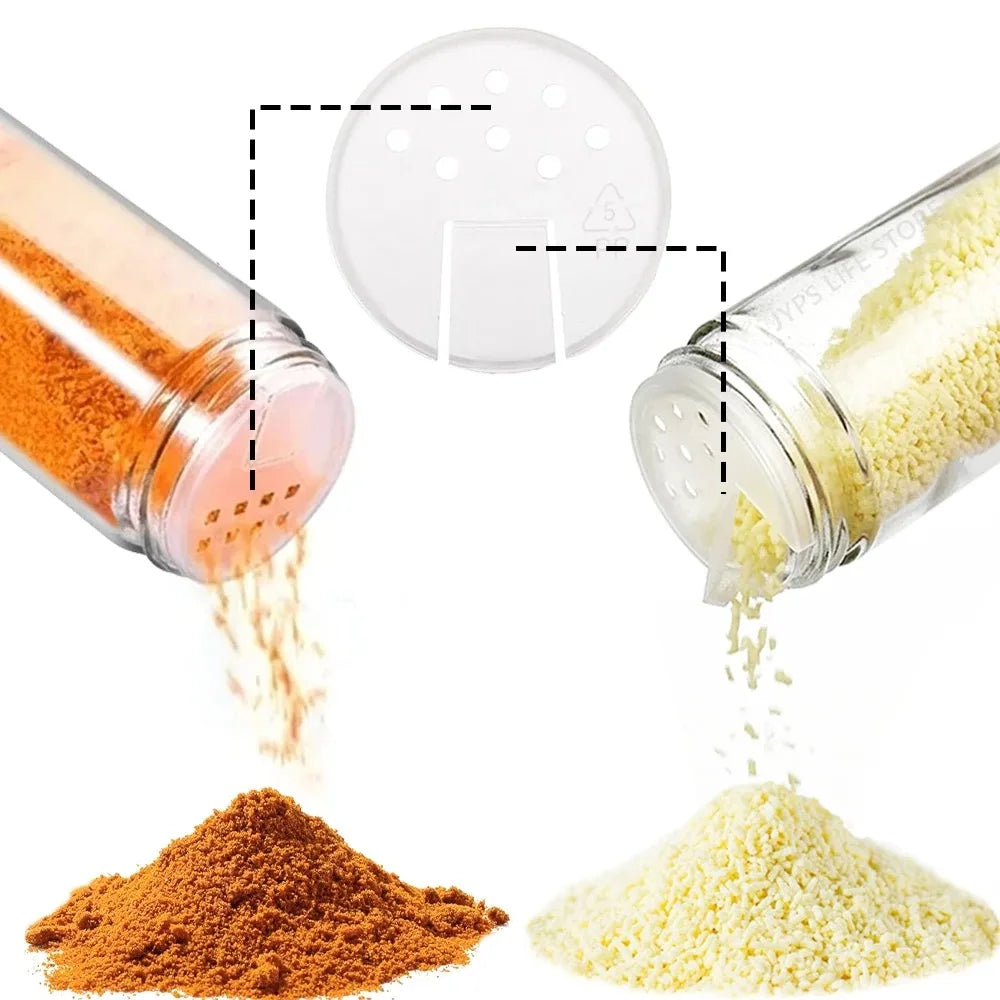 Glass Spice Jars with Bamboo Lids, Set of 12