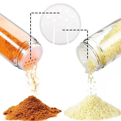 Glass Spice Jars with Bamboo Lids, Set of 12