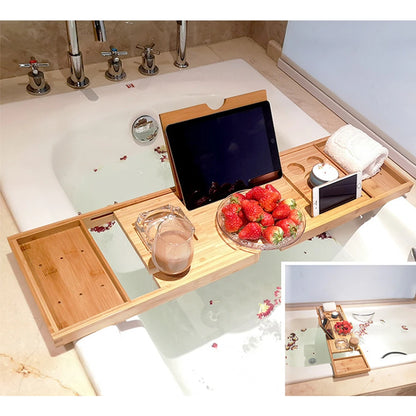 Expandable Bamboo Bathtub Caddy Tray