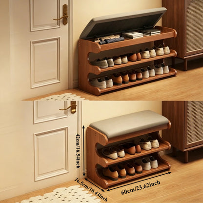 Upholstered Flip-Top Shoe Storage Bench