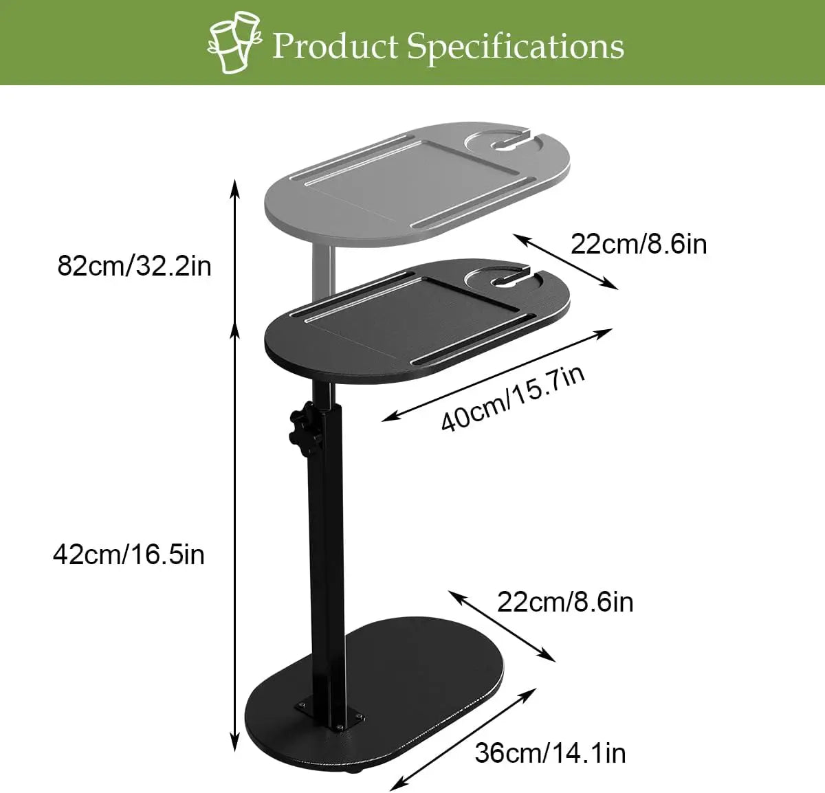 Height-Adjustable Bathtub Side Table