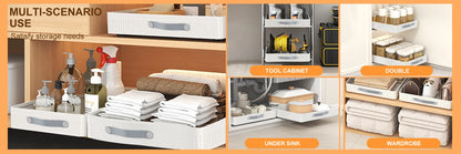 Pull-Out Cabinet Drawer Organizer with Slide Rails
