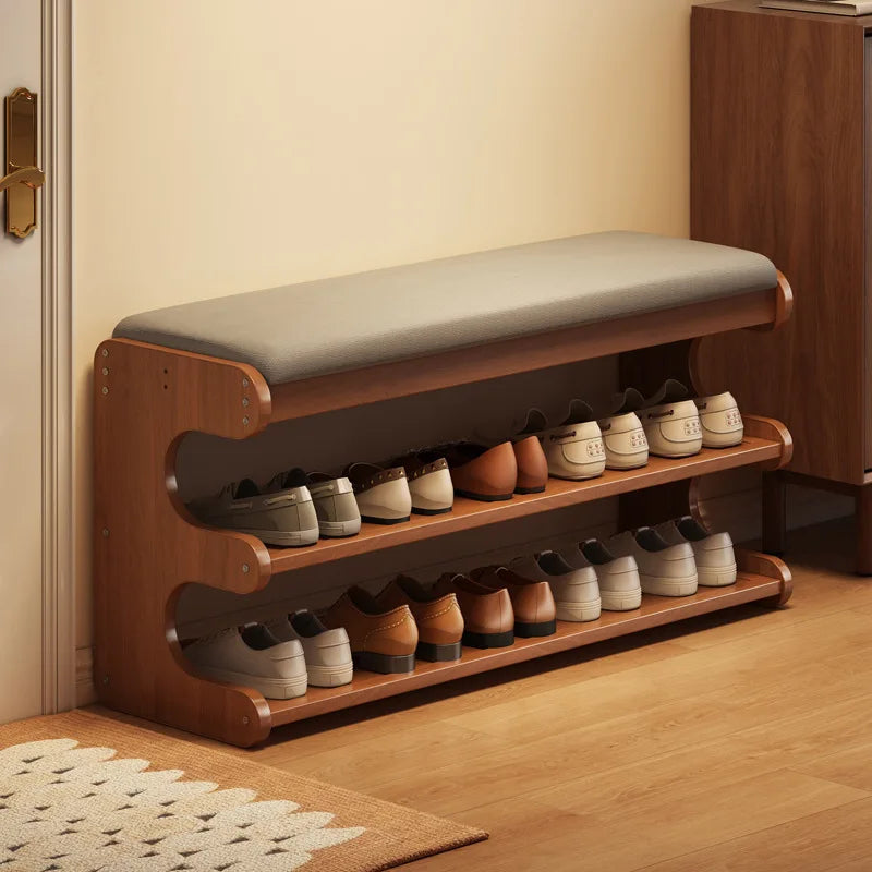 Upholstered Flip-Top Shoe Storage Bench