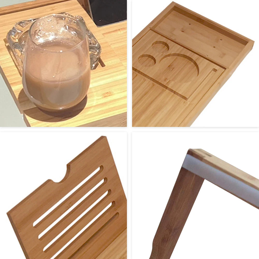 Expandable Bamboo Bathtub Caddy Tray
