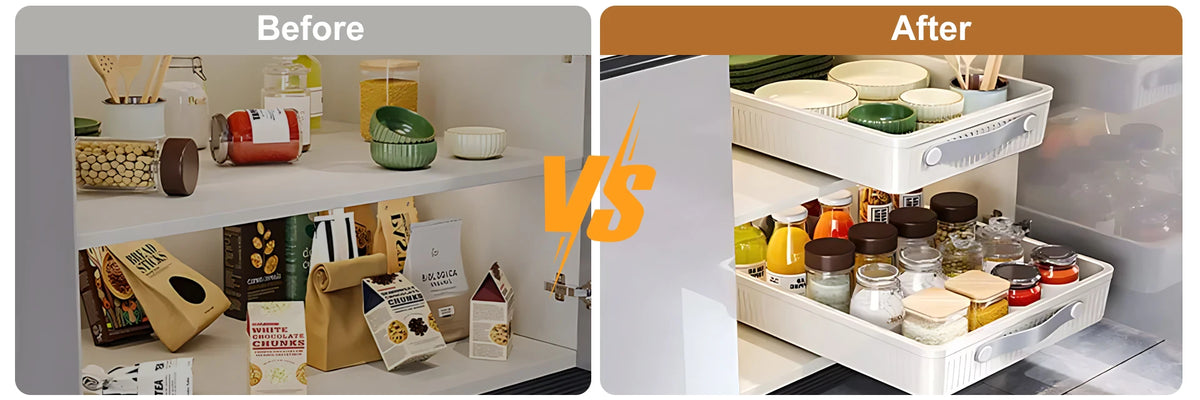 Pull-Out Cabinet Drawer Organizer with Slide Rails