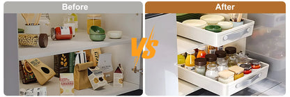 Pull-Out Cabinet Drawer Organizer with Slide Rails