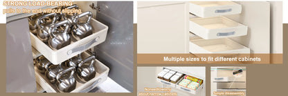 Pull-Out Cabinet Drawer Organizer with Slide Rails