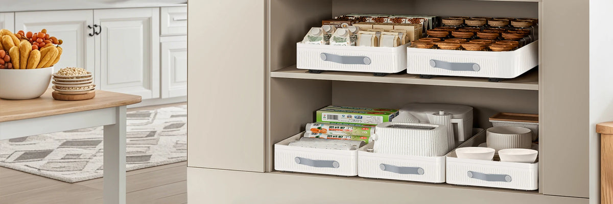 Pull-Out Cabinet Drawer Organizer with Slide Rails
