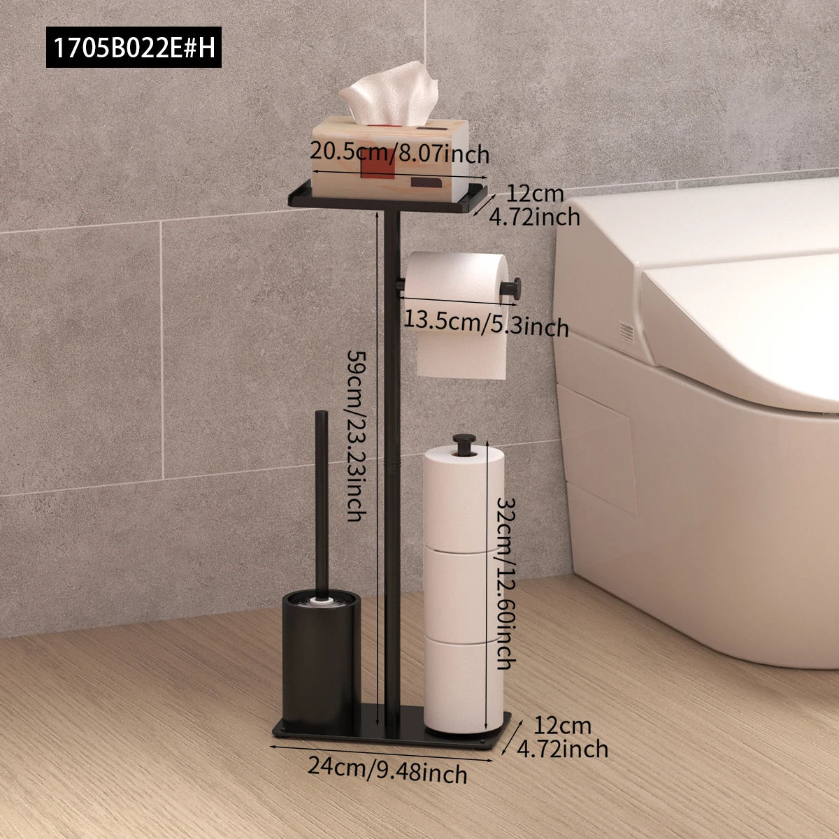 Black toilet paper stand dimensions