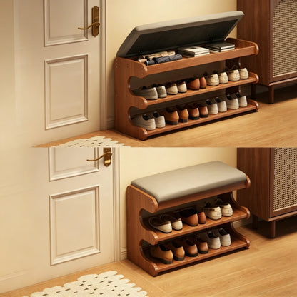 Upholstered Flip-Top Shoe Storage Bench