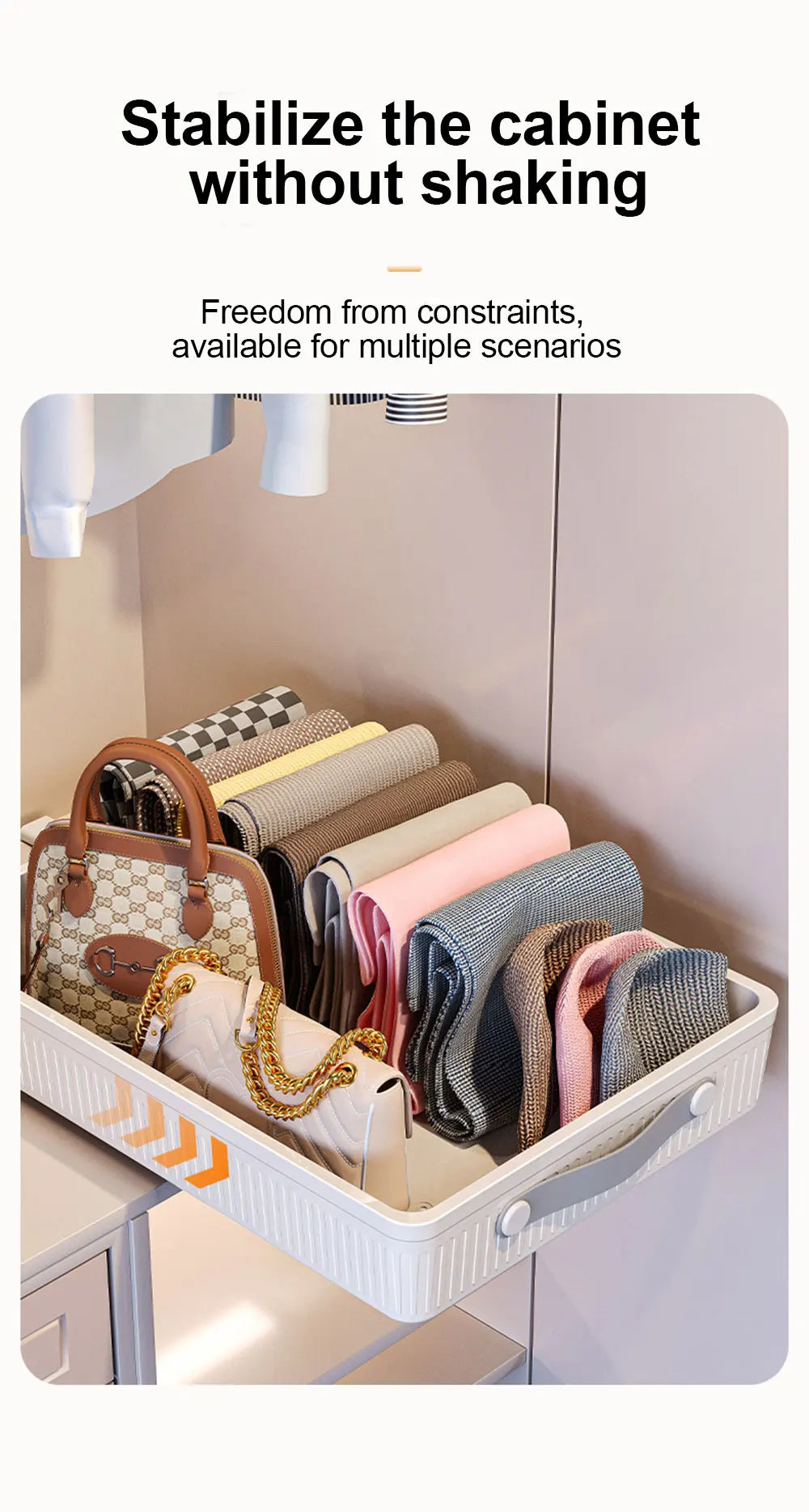 Pull-Out Cabinet Drawer Organizer with Slide Rails