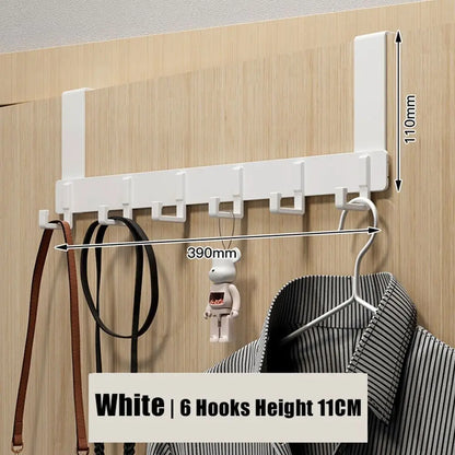 6-Hook Over-the-Door Hanger Rack | 11cm Clothes, Towel & Hat Organizer