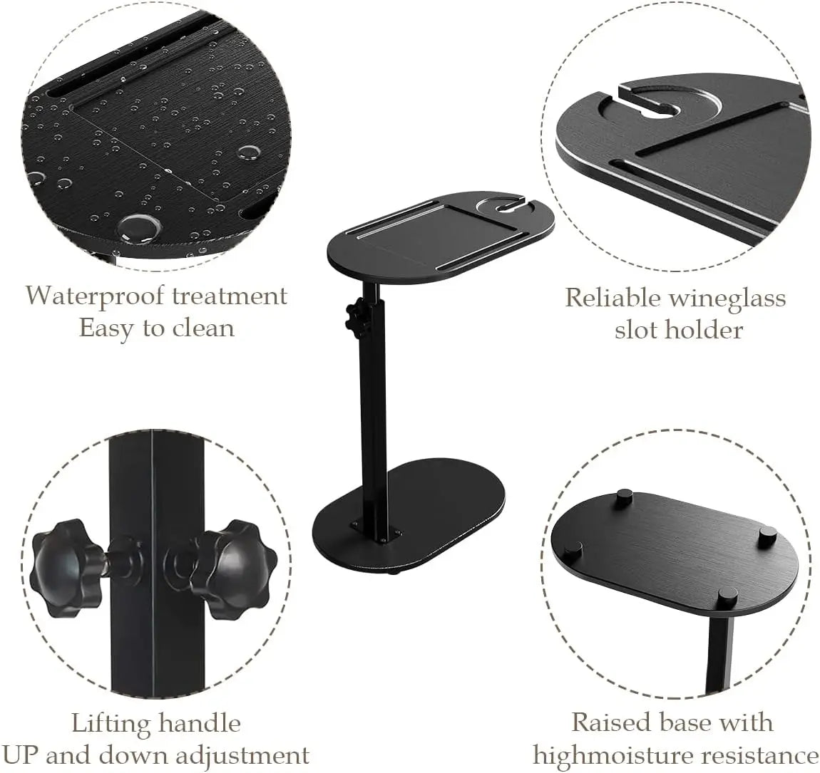 Height-Adjustable Bathtub Side Table