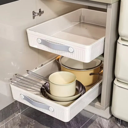 Pull-Out Cabinet Drawer Organizer with Slide Rails