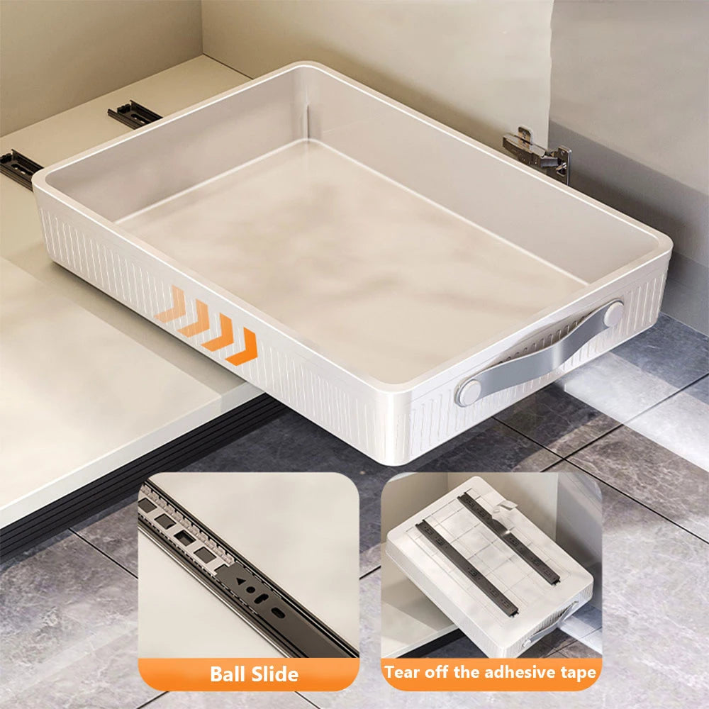 Pull-Out Cabinet Drawer Organizer with Slide Rails