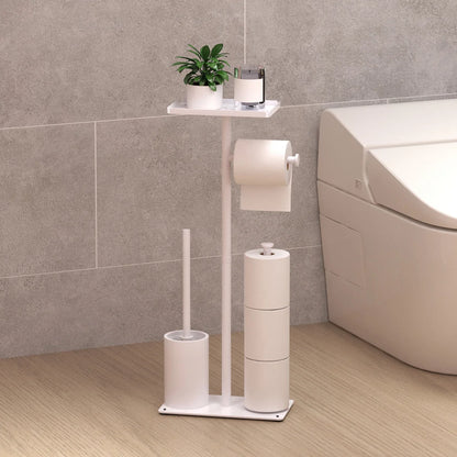 White toilet paper stand in a modern bathroom