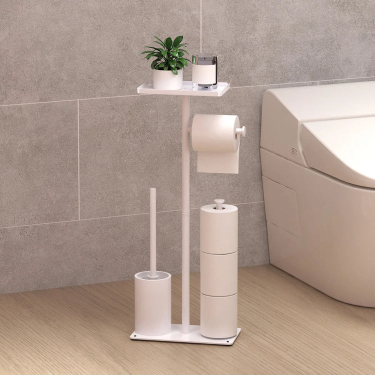 White toilet paper stand in a modern bathroom