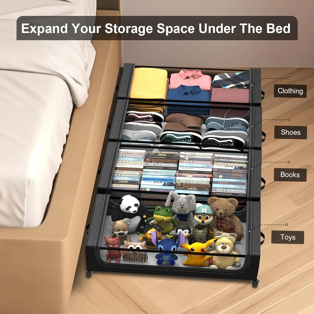 Rolling Underbed Storage Container with Lid