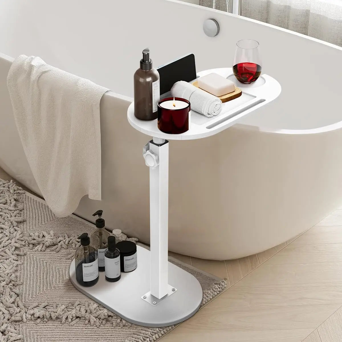 Height-Adjustable Bathtub Side Table
