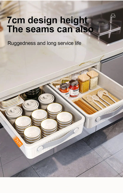 Pull-Out Cabinet Drawer Organizer with Slide Rails