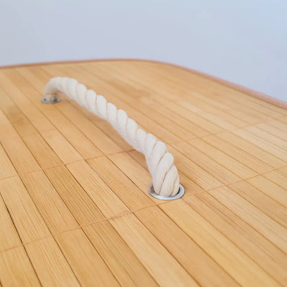 Rope handle on the bamboo hamper