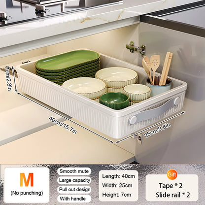 Pull-Out Cabinet Drawer Organizer with Slide Rails