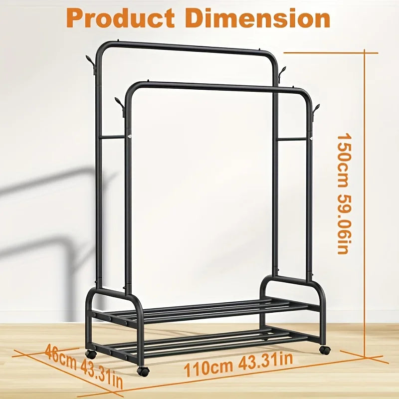 Garment rack dimensions: 110 x 46 x 150 cm