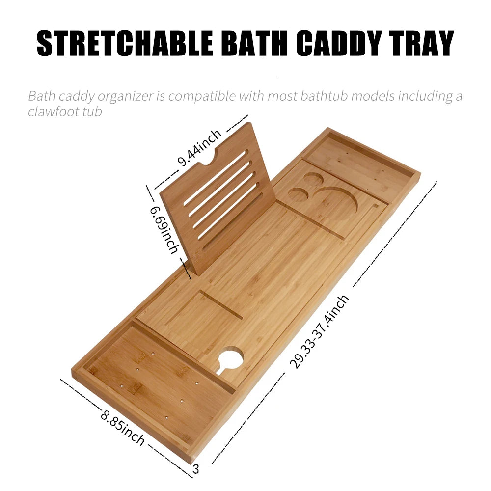 Expandable Bamboo Bathtub Caddy Tray