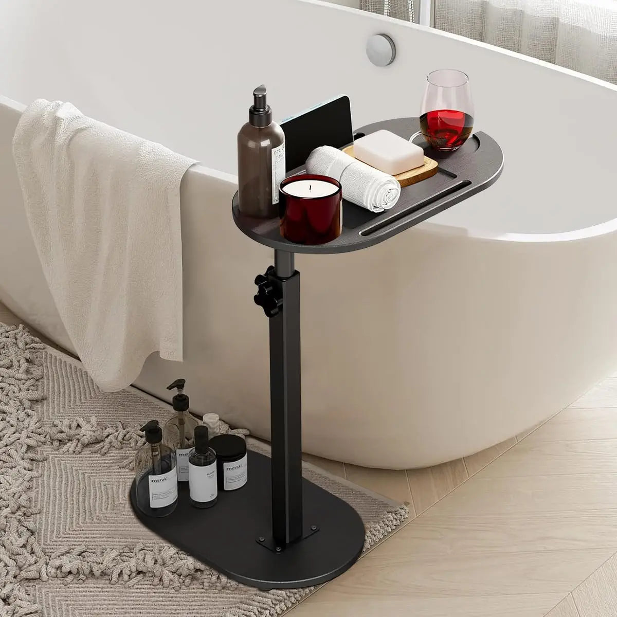 Height-Adjustable Bathtub Side Table