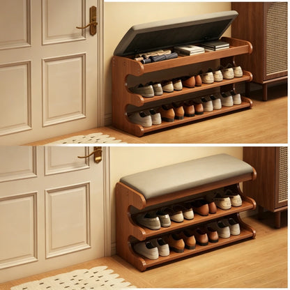 Upholstered Flip-Top Shoe Storage Bench