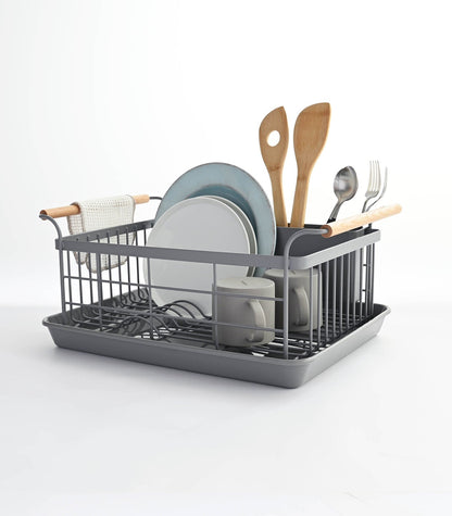 Steel & Wood Dish Drying Rack