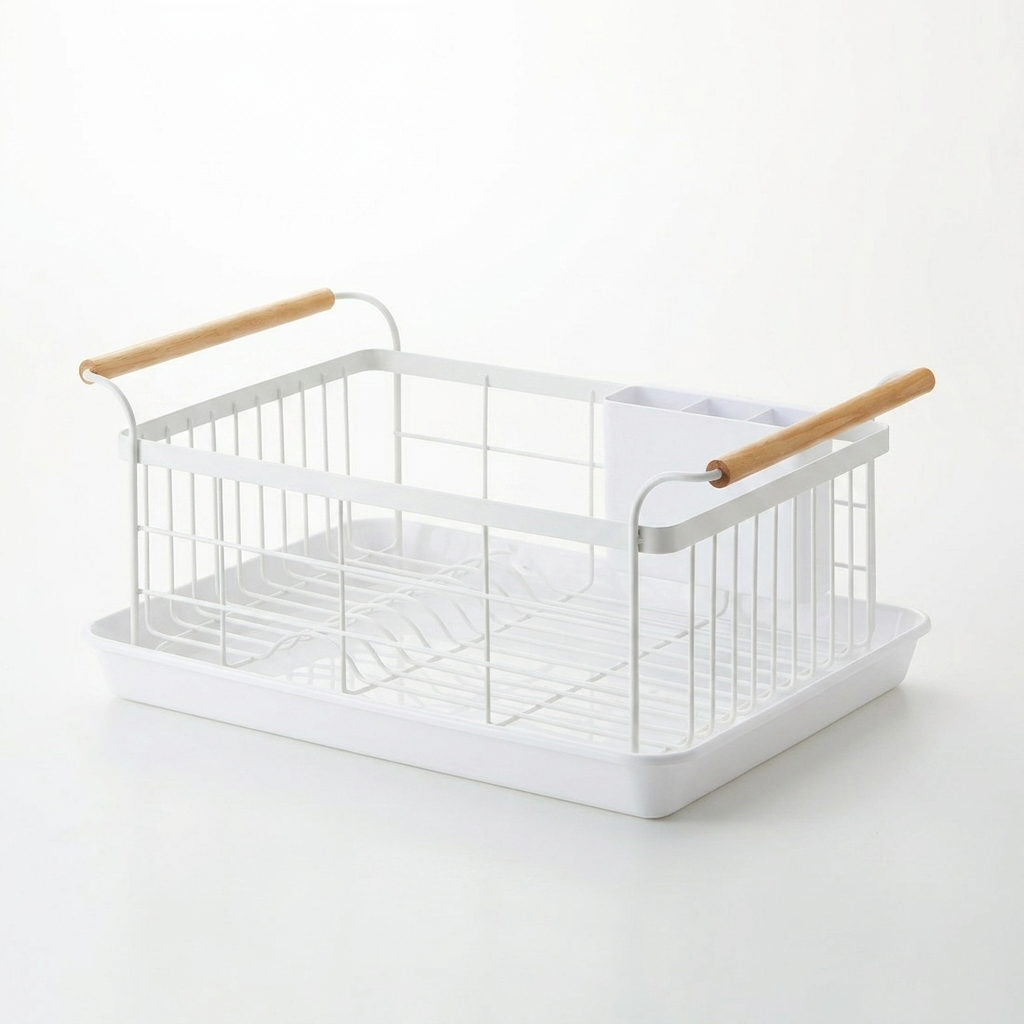 Steel & Wood Dish Drying Rack
