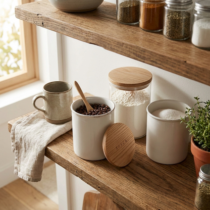 Canister set on kitchen counter