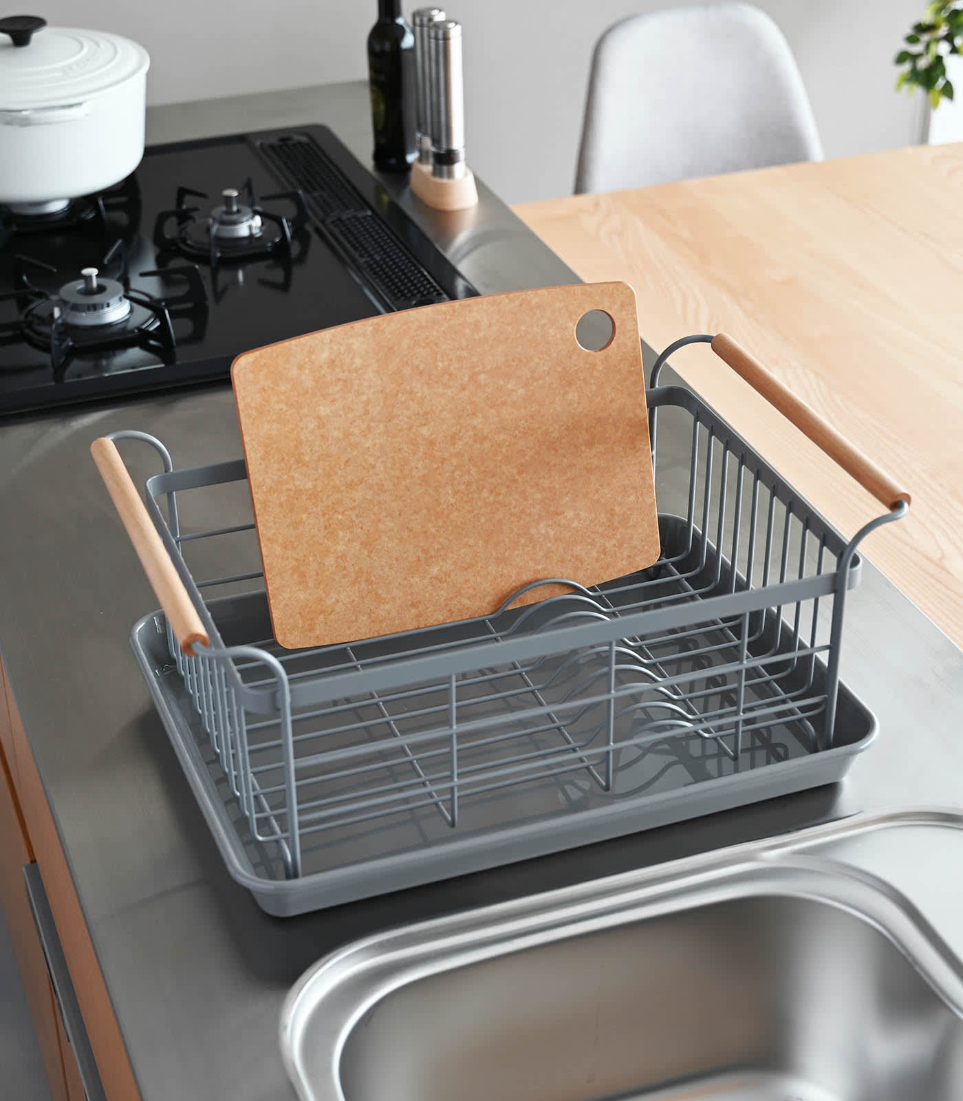 Steel & Wood Dish Drying Rack