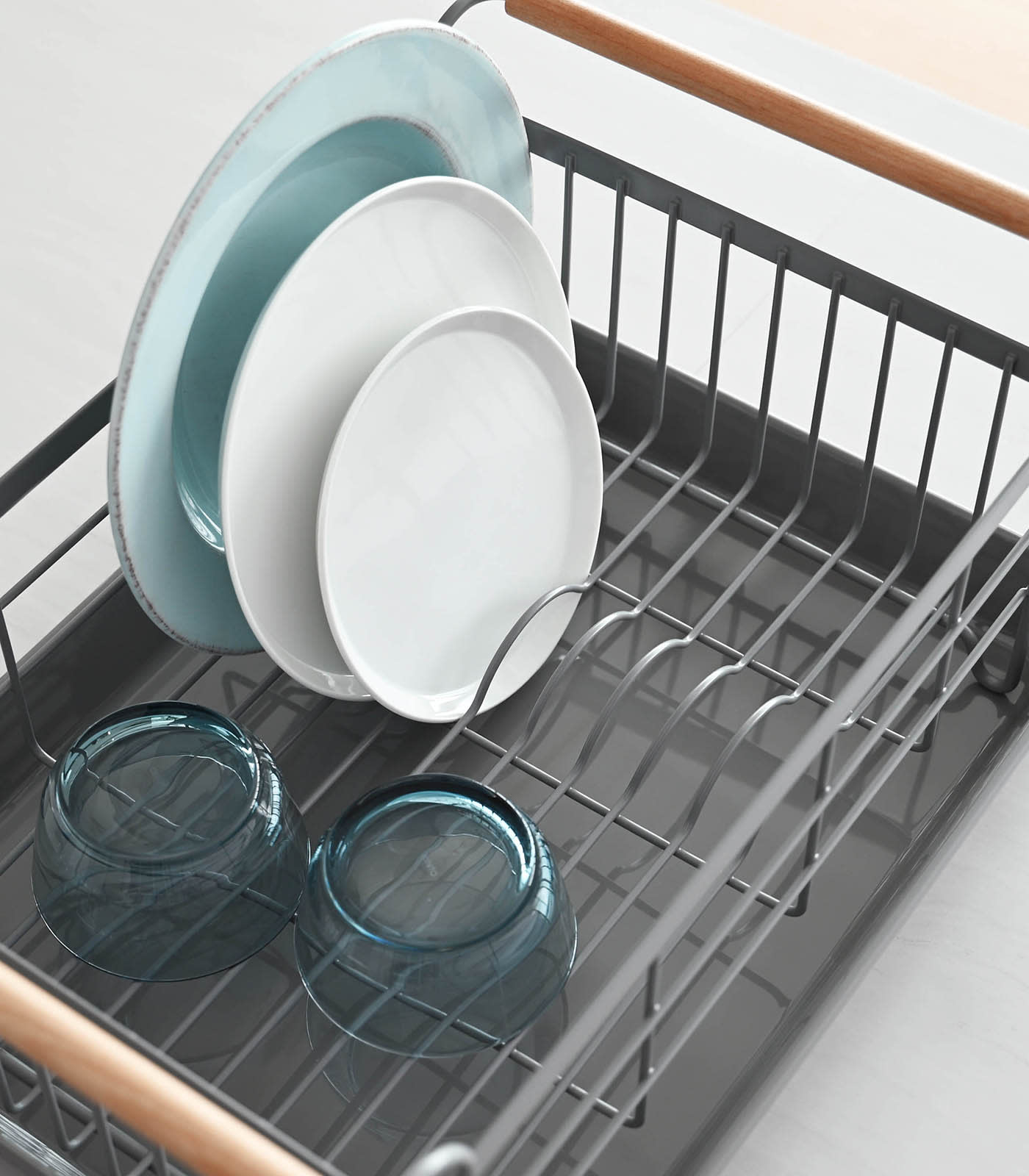 Steel & Wood Dish Drying Rack