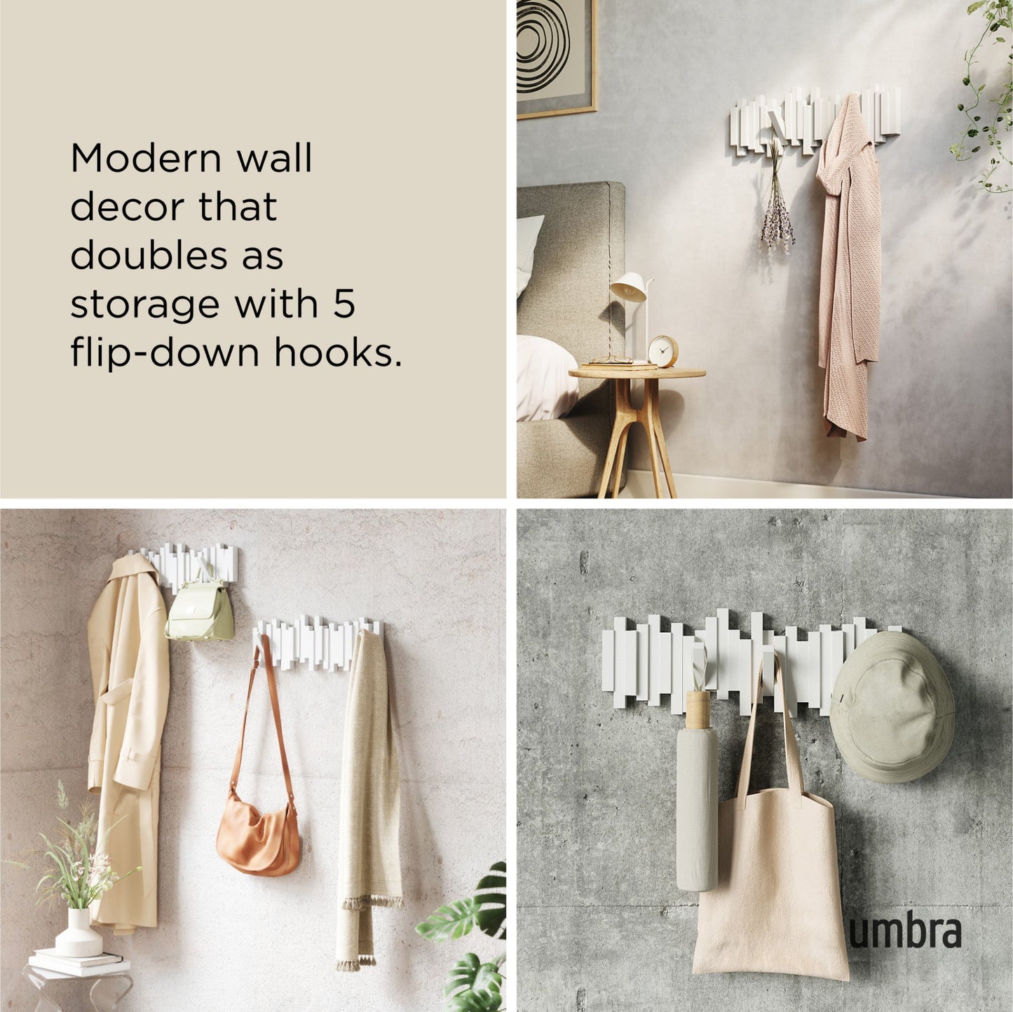 5-Peg Wall Hook Rail