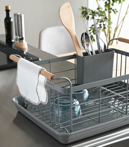 Steel & Wood Dish Drying Rack